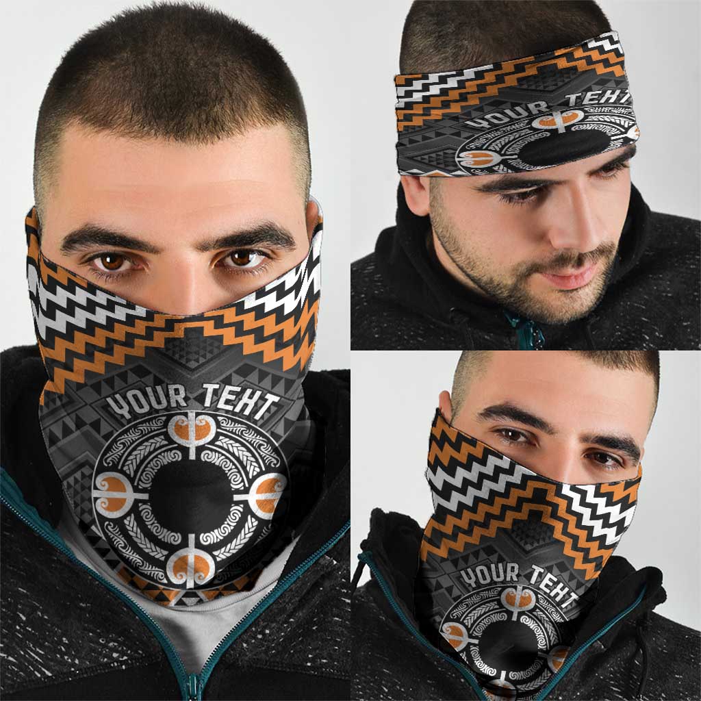 Personalised Aotearoa Niho Taniwha Motif Neck Gaiter Gold Style - Aussie Hoodie
