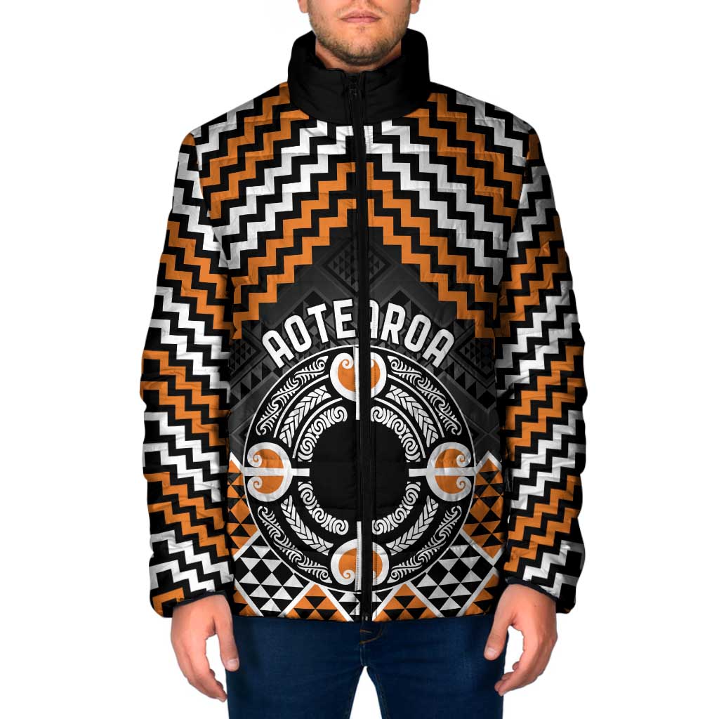 Personalised Aotearoa Niho Taniwha Motif Padded Jacket Gold Style - Aussie Hoodie