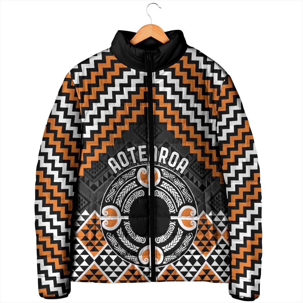 Personalised Aotearoa Niho Taniwha Motif Padded Jacket Gold Style - Aussie Hoodie