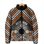 Personalised Aotearoa Niho Taniwha Motif Padded Jacket Gold Style - Aussie Hoodie