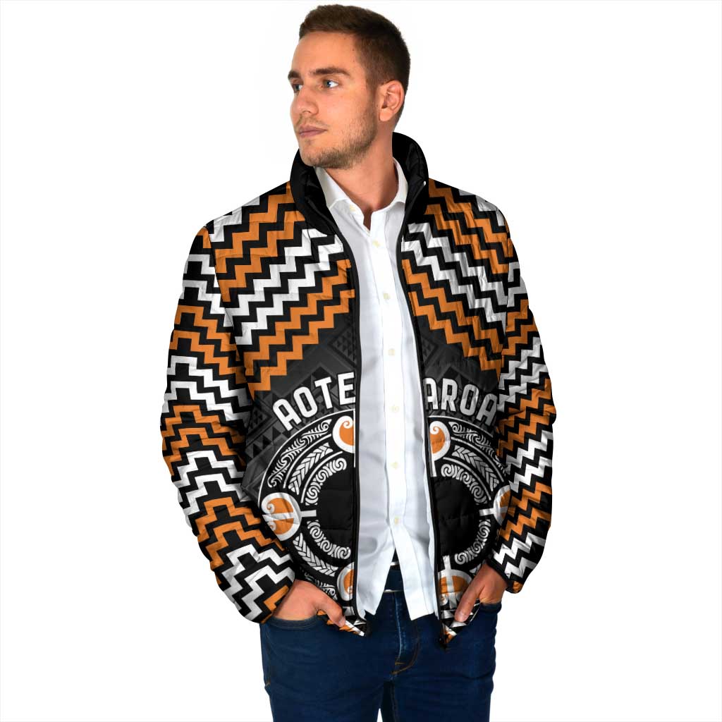 Personalised Aotearoa Niho Taniwha Motif Padded Jacket Gold Style - Aussie Hoodie