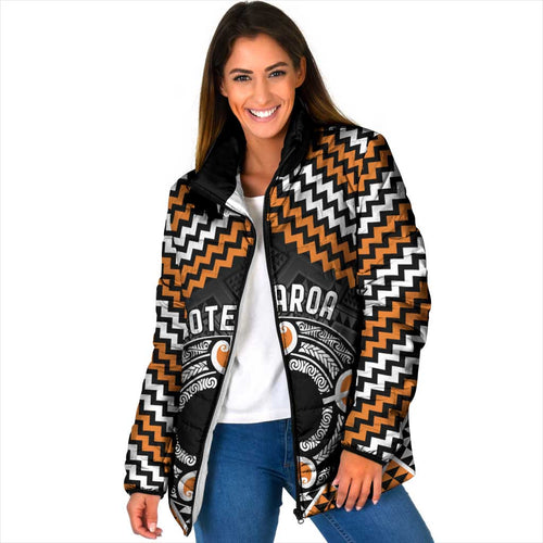 Personalised Aotearoa Niho Taniwha Motif Padded Jacket Gold Style - Aussie Hoodie