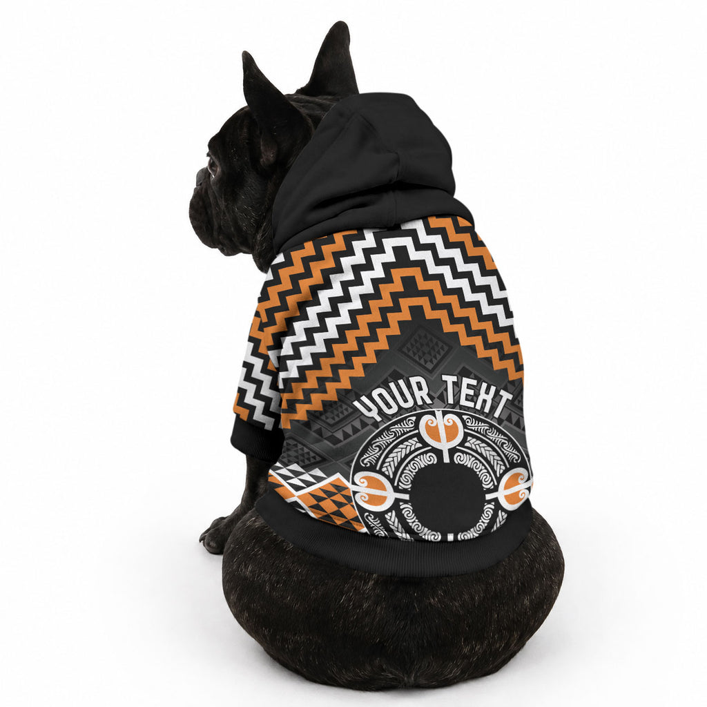Personalised Aotearoa Niho Taniwha Motif Pet Hoodie Gold Style