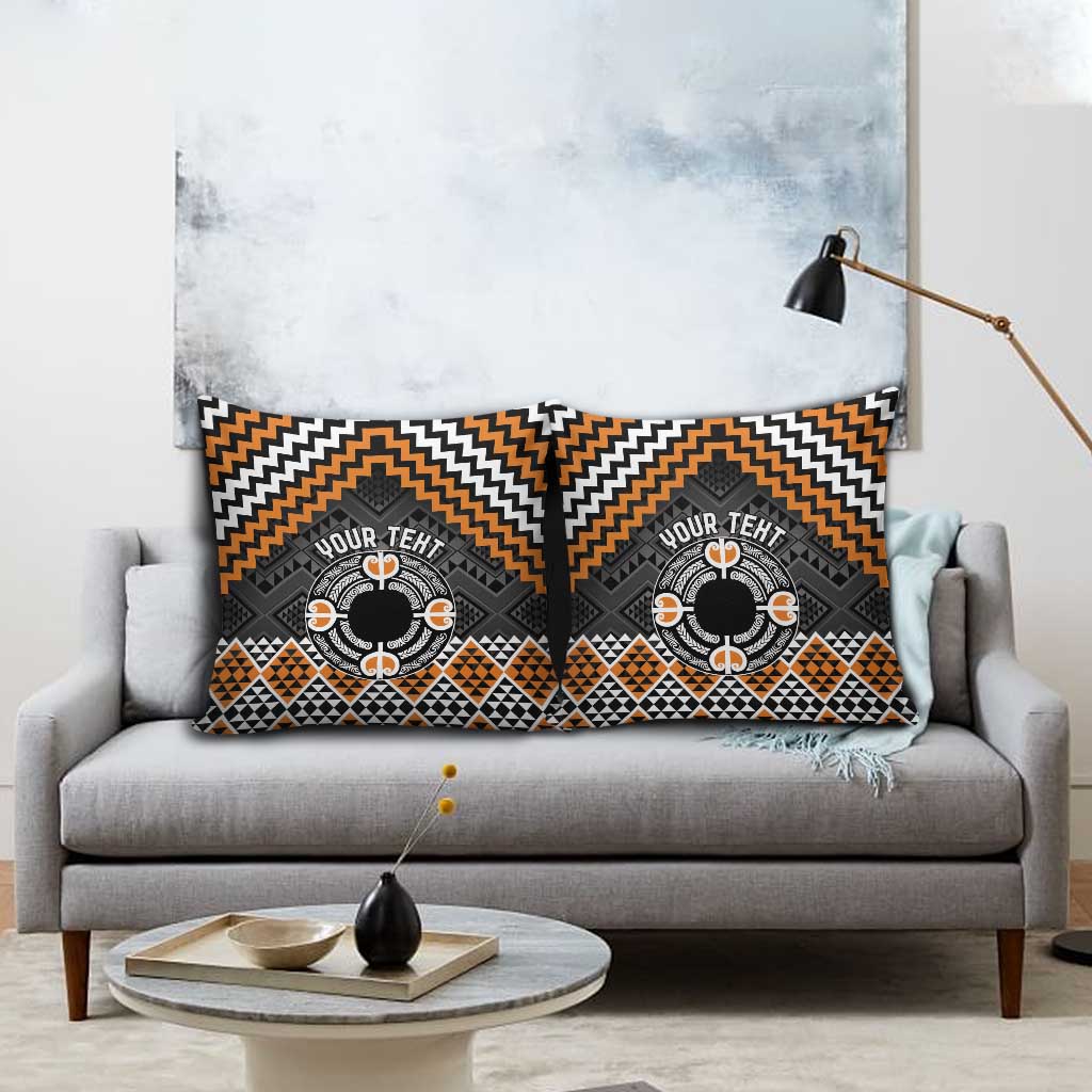 Personalised Aotearoa Niho Taniwha Motif Pillow Cover Gold Style - Aussie Hoodie