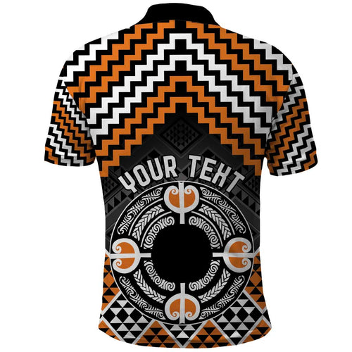 Personalised Aotearoa Niho Taniwha Motif Polo Shirt Gold Style
