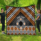 Personalised Aotearoa Niho Taniwha Motif Quilt Gold Style