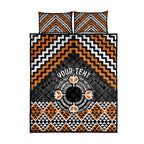 Personalised Aotearoa Niho Taniwha Motif Quilt Bed Set Gold Style