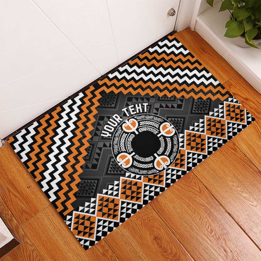 Personalised Aotearoa Niho Taniwha Motif Rubber Doormat Gold Style