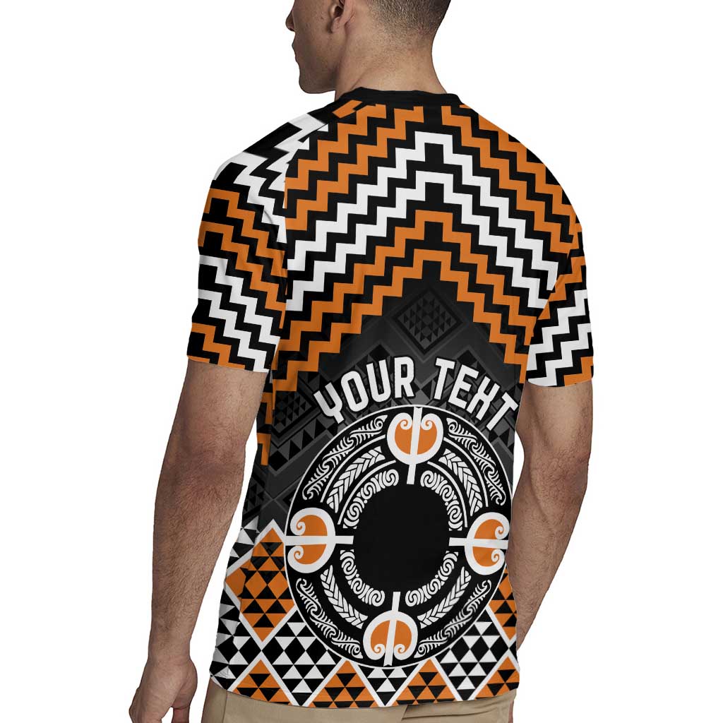 Personalised Aotearoa Niho Taniwha Motif Rugby Jersey Gold Style