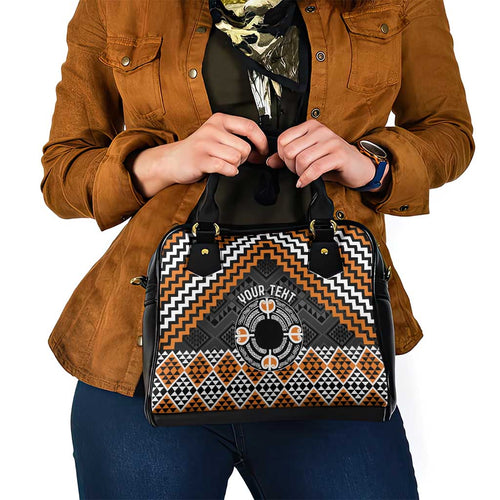 Personalised Aotearoa Niho Taniwha Motif Shoulder Handbag Gold Style