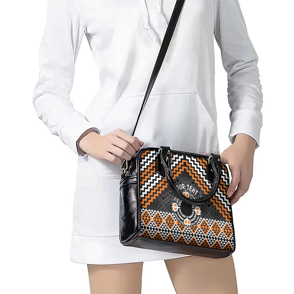 Personalised Aotearoa Niho Taniwha Motif Shoulder Handbag Gold Style
