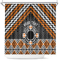 Personalised Aotearoa Niho Taniwha Motif Shower Curtain Gold Style