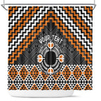 Personalised Aotearoa Niho Taniwha Motif Shower Curtain Gold Style