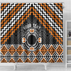 Personalised Aotearoa Niho Taniwha Motif Shower Curtain Gold Style