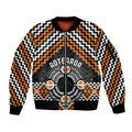 Personalised Aotearoa Niho Taniwha Motif Sleeve Zip Bomber Jacket Gold Style