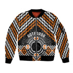Personalised Aotearoa Niho Taniwha Motif Sleeve Zip Bomber Jacket Gold Style
