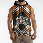 Personalised Aotearoa Niho Taniwha Motif Sleeveless Zip Hoodie Gold Style LT9