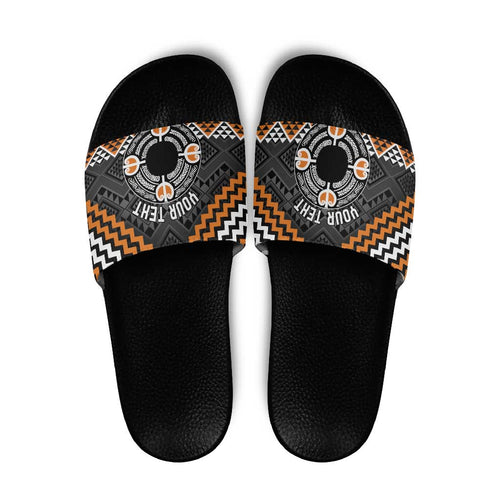 Personalised Aotearoa Niho Taniwha Motif Slide Sandals Gold Style - Aussie Hoodie