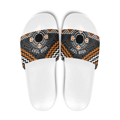 Personalised Aotearoa Niho Taniwha Motif Slide Sandals Gold Style - Aussie Hoodie
