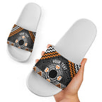 Personalised Aotearoa Niho Taniwha Motif Slide Sandals Gold Style - Aussie Hoodie