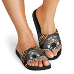 Personalised Aotearoa Niho Taniwha Motif Slide Sandals Gold Style - Aussie Hoodie