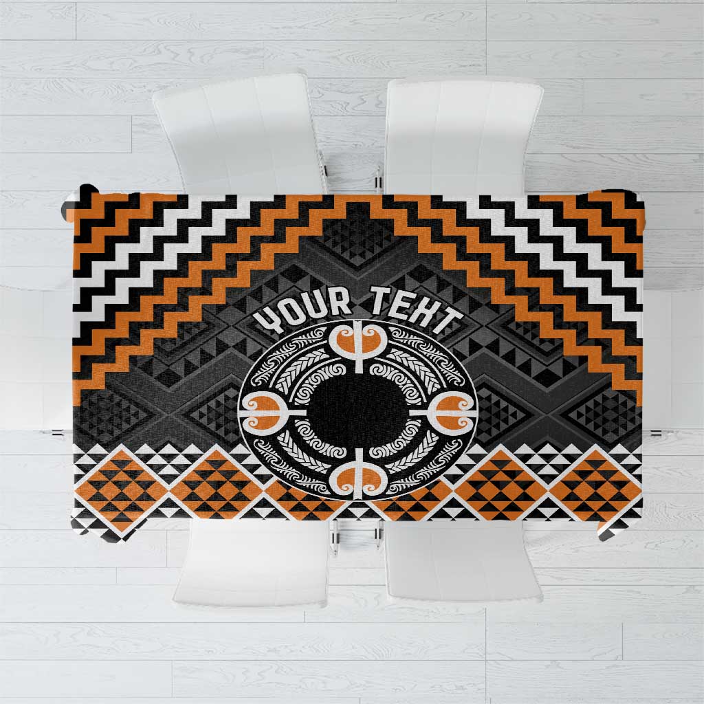 Personalised Aotearoa Niho Taniwha Motif Tablecloth Gold Style