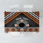 Personalised Aotearoa Niho Taniwha Motif Tablecloth Gold Style