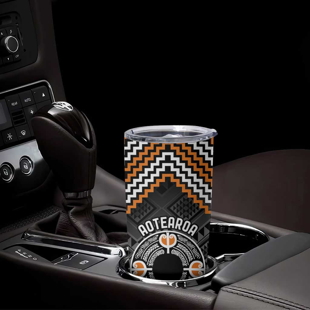 Personalised Aotearoa Niho Taniwha Motif Tumbler Cup Gold Style