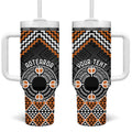 Personalised Aotearoa Niho Taniwha Motif Tumbler With Handle Gold Style