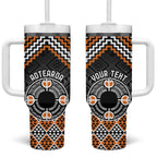 Personalised Aotearoa Niho Taniwha Motif Tumbler With Handle Gold Style