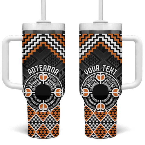 Personalised Aotearoa Niho Taniwha Motif Tumbler With Handle Gold Style