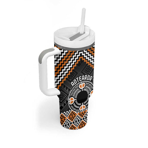 Personalised Aotearoa Niho Taniwha Motif Tumbler With Handle Gold Style
