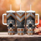 Personalised Aotearoa Niho Taniwha Motif Tumbler With Handle Gold Style