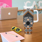 Personalised Aotearoa Niho Taniwha Motif Tumbler With Handle Gold Style