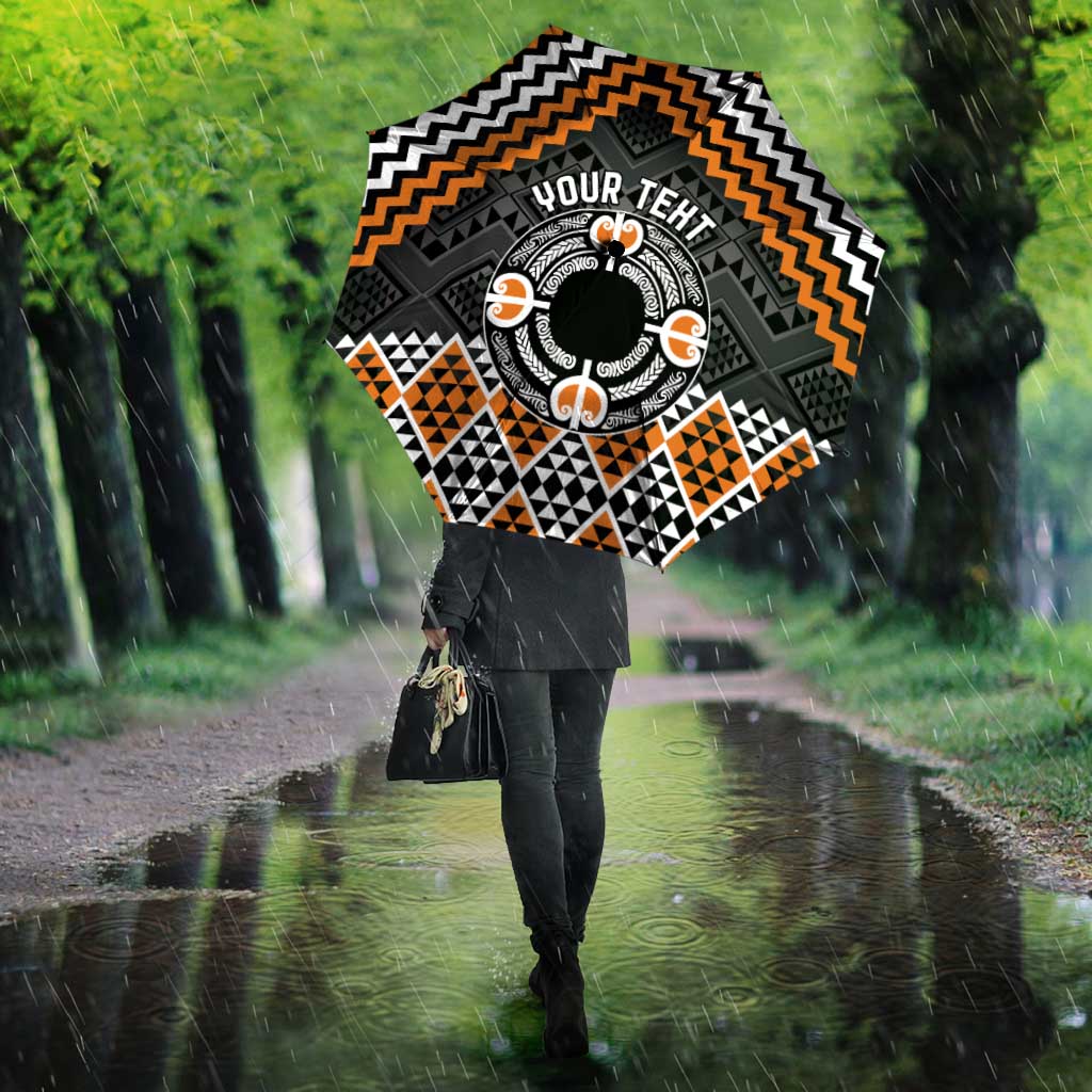 Personalised Aotearoa Niho Taniwha Motif Umbrella Gold Style - Aussie Hoodie