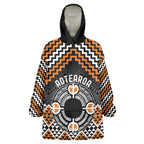 Personalised Aotearoa Niho Taniwha Motif Wearable Blanket Hoodie Gold Style