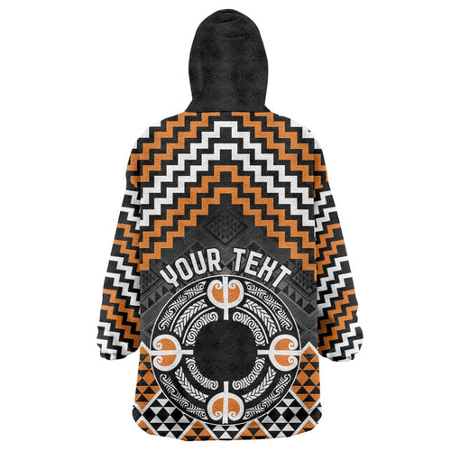 Personalised Aotearoa Niho Taniwha Motif Wearable Blanket Hoodie Gold Style