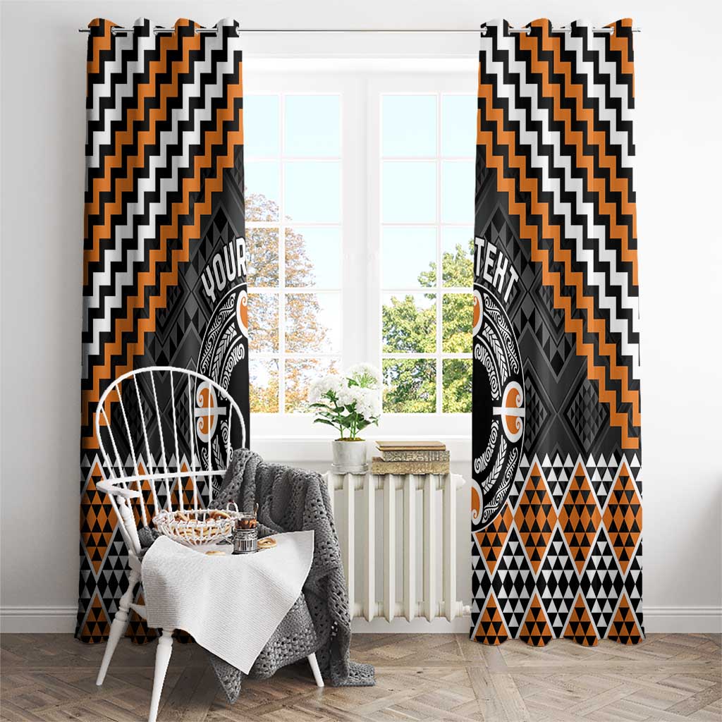 Personalised Aotearoa Niho Taniwha Motif Window Curtain Gold Style
