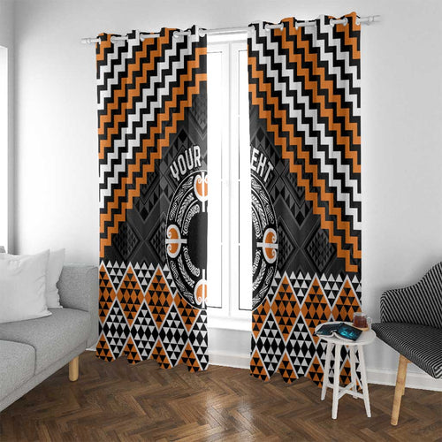 Personalised Aotearoa Niho Taniwha Motif Window Curtain Gold Style