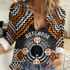 Personalised Aotearoa Niho Taniwha Motif Women Casual Shirt Gold Style