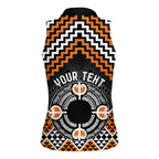 Personalised Aotearoa Niho Taniwha Motif Women Sleeveless Polo Shirt Gold Style