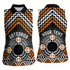 Personalised Aotearoa Niho Taniwha Motif Women Sleeveless Polo Shirt Gold Style