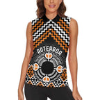 Personalised Aotearoa Niho Taniwha Motif Women Sleeveless Polo Shirt Gold Style