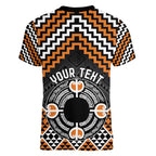 Personalised Aotearoa Niho Taniwha Motif Women V-Neck T-Shirt Gold Style