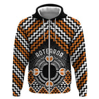 Personalised Aotearoa Niho Taniwha Motif Zip Hoodie Gold Style