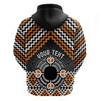 Personalised Aotearoa Niho Taniwha Motif Zip Hoodie Gold Style