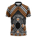 Personalised Aotearoa Niho Taniwha Motif Zipper Polo Shirt Gold Style - Aussie Hoodie