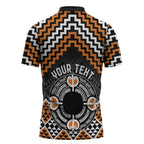 Personalised Aotearoa Niho Taniwha Motif Zipper Polo Shirt Gold Style - Aussie Hoodie