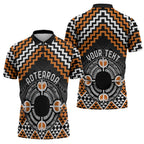 Personalised Aotearoa Niho Taniwha Motif Zipper Polo Shirt Gold Style - Aussie Hoodie