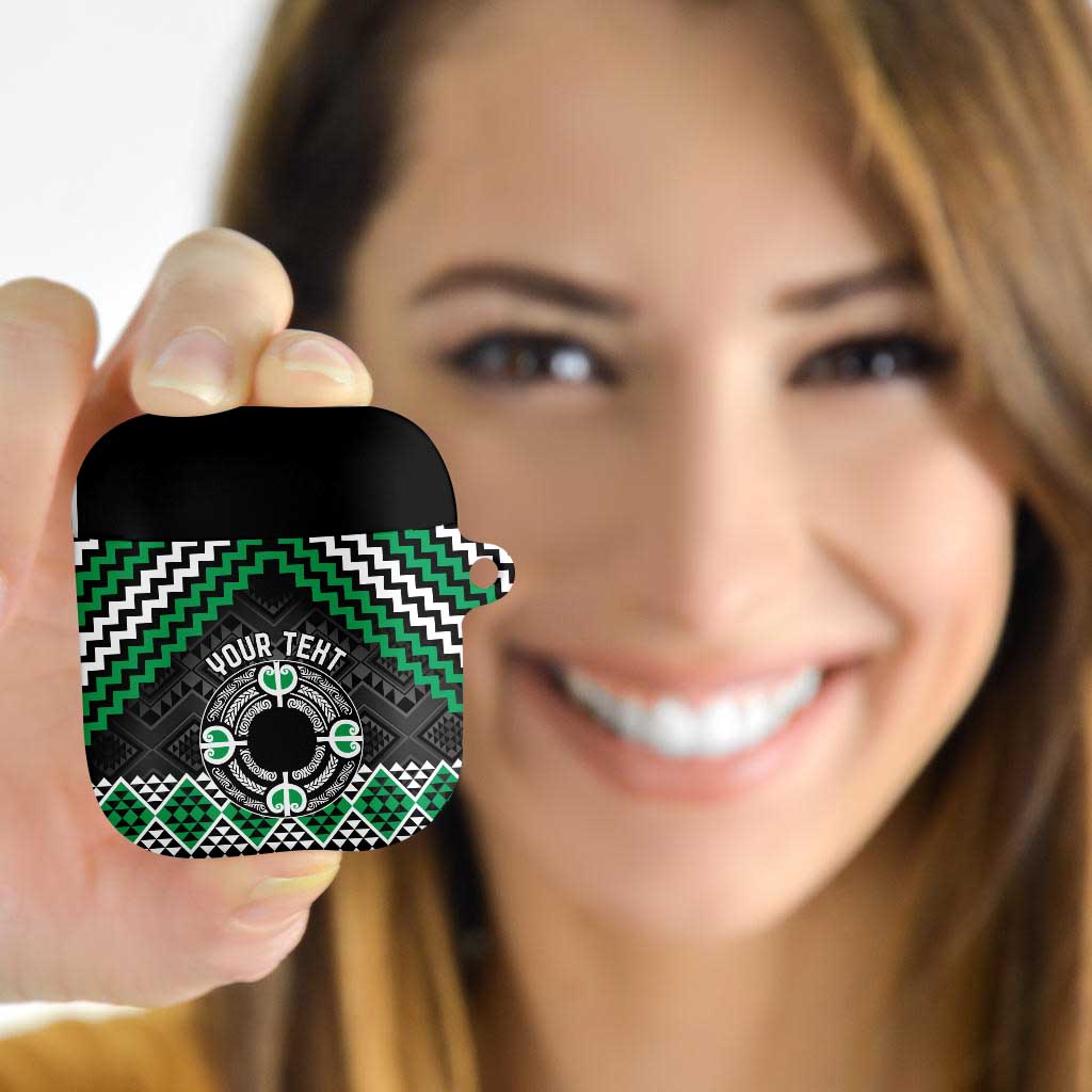 Personalised Aotearoa Niho Taniwha Motif AirPods Case Green Style - Aussie Hoodie